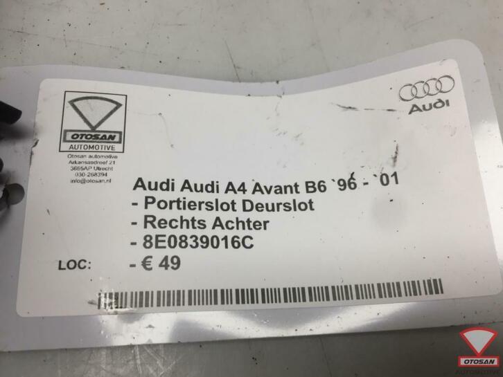 audi a4 b5 portierslot deurslot rechts achter 8e0839016c, Gebruikt, AUDI AG, Kundenbetreuung@audi.de, Auto-Union-Strasse 1
85045  Ingolstadt, DE