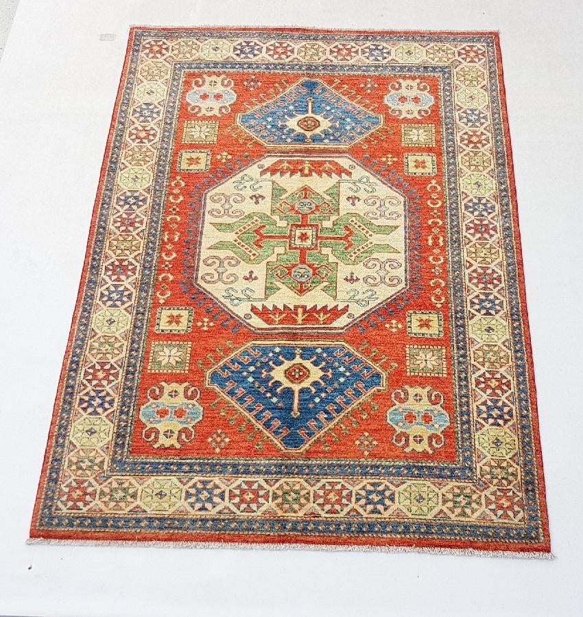 Handgeknoopt KAZAK Perzisch tapijt 210x152/kleed/kelim/Loper, 100 tot 150 cm, Www.simatapijten.nl, Nieuw, Ophalen of Verzenden