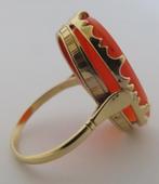 Superkoopje! 14 krt gouden ring met ovale carneool, incl ver, 18 tot 19, Verzenden, Zo goed als nieuw, Met edelsteen