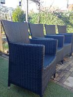 Vier kunstof riet gevlochten tuinstoelen, Ophalen of Verzenden, Zo goed als nieuw, Kunststof