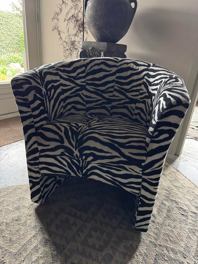 Zebra fauteuil zwart wit comfortabel, Huis en Inrichting, Fauteuils, Ophalen, Zo goed als nieuw