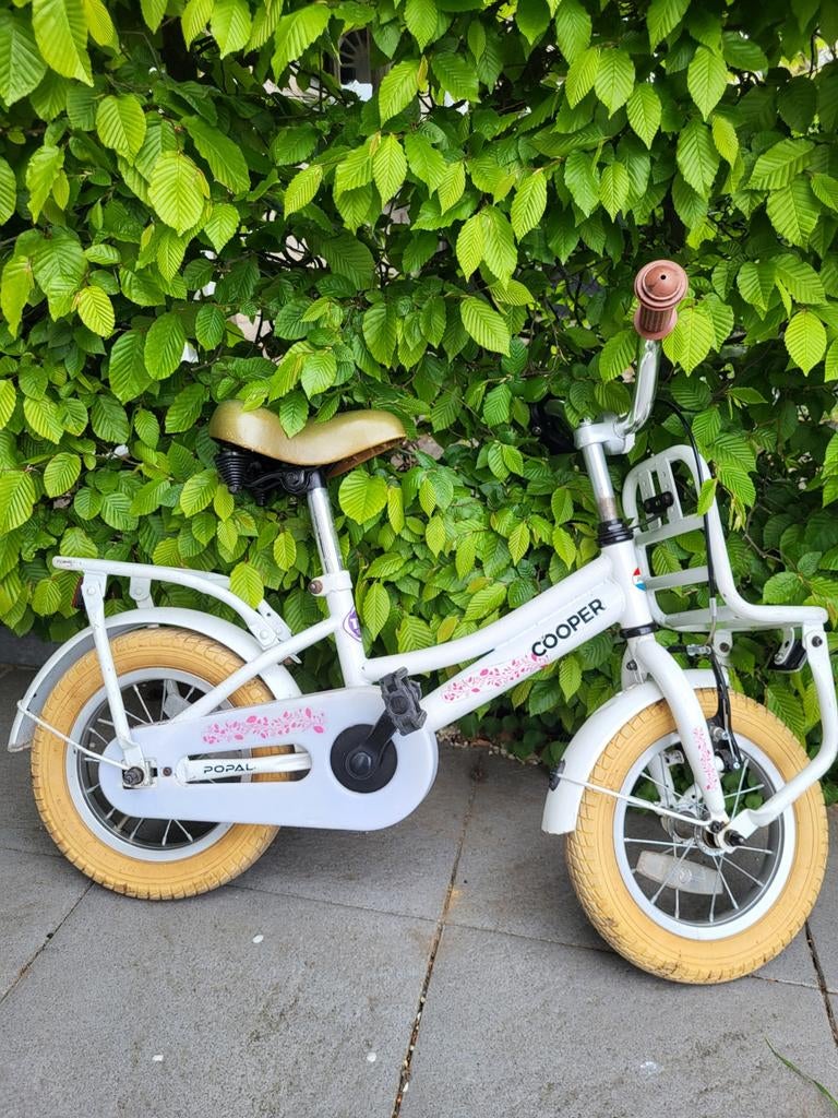 Kinderfiets Popal Cooper 12 inch wit met mandje, Fietsen en Brommers, Fietsen | Kinderfietsjes, Ophalen, Gebruikt, Minder dan 16 inch