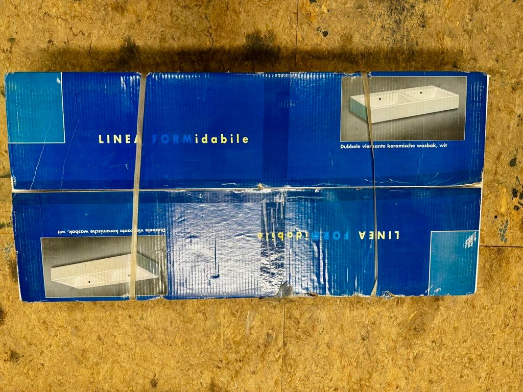 Dubbele vierkante keramische wasbak, wit, Led-lamp, Minder dan 30 watt, Nieuw, E27 (groot)