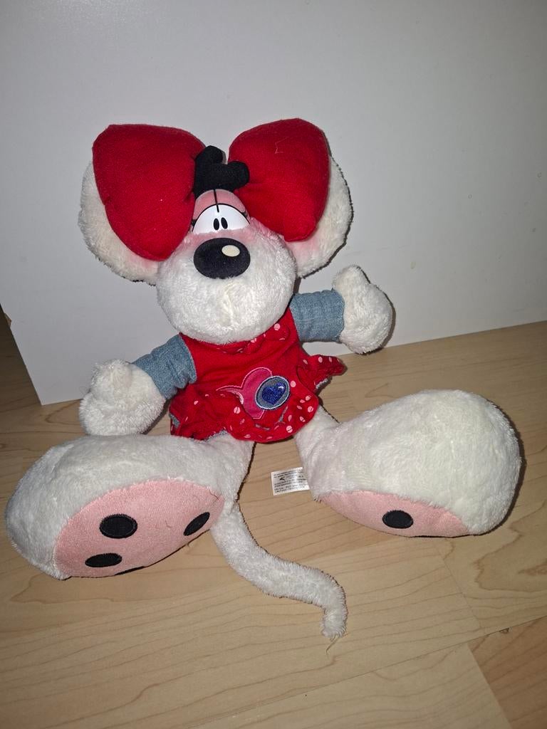 Diddl knuffel met rode strik en jurkje, Ophalen of Verzenden, Diddlina, Zo goed als nieuw, Knuffel
