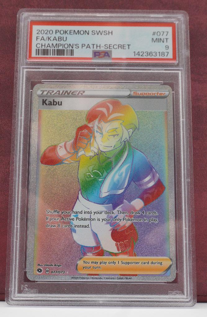 Kabu Rainbow Full Art 077/073 Psa 9 Champion’s Path Pokémon, Verzenden, Nieuw, Losse kaart