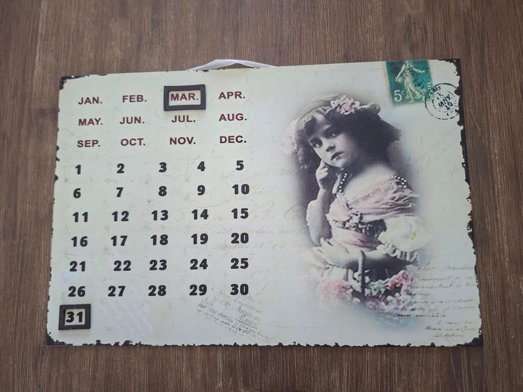 Metalen wandbord/kalender, Ophalen of Verzenden