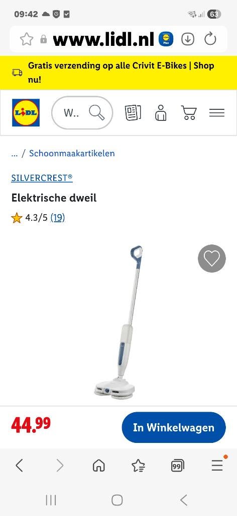 Elektrische dweil., Huis en Inrichting, Schoonmaakartikelen, Ophalen, Overige typen