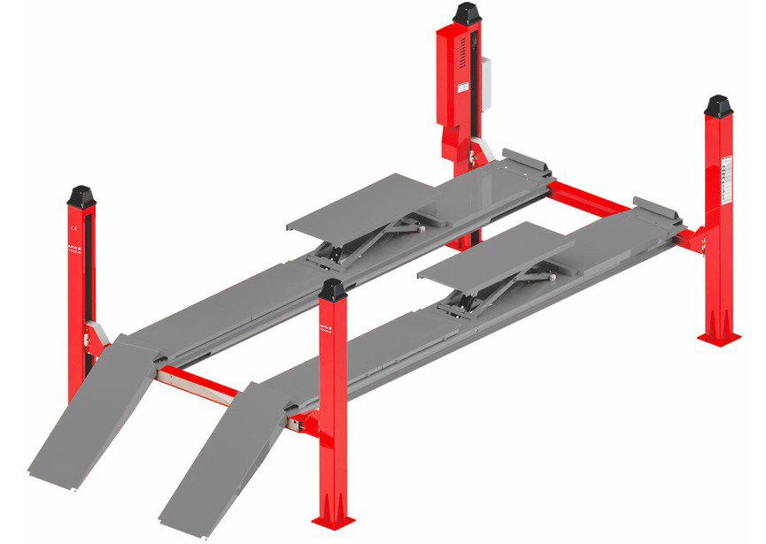 4-koloms hydraulische hefbrug 5,5 ton met uitlijnfunctie