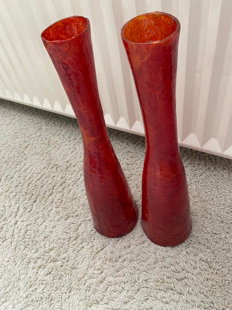 2 vazen  47 cm hoog, Huis en Inrichting, Woonaccessoires | Vazen, Ophalen, Kunststof, Wit, Zo goed als nieuw