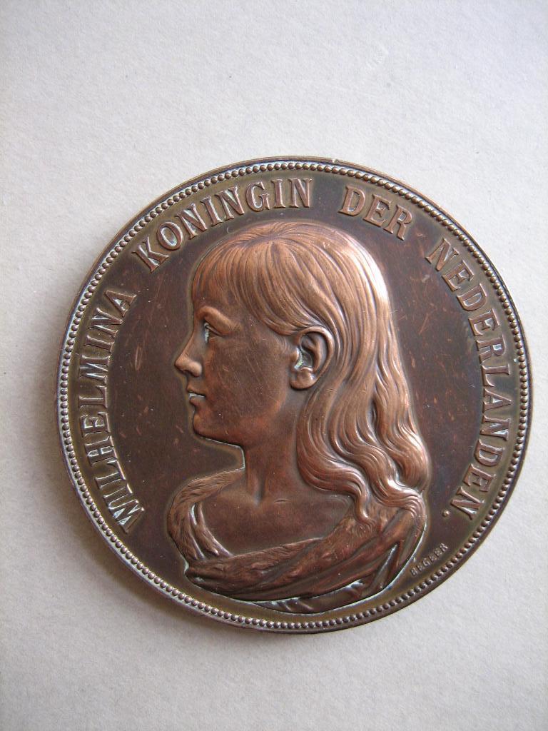 Penning troonsbestijging Koningin Wilhelmina 1890, Ophalen of Verzenden, Overige materialen