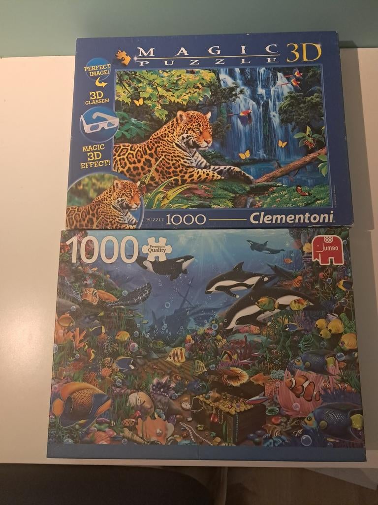 Twee 1000 stukjes puzzels: Jungle en onderwaterwereld, Ophalen, 500 t/m 1500 stukjes