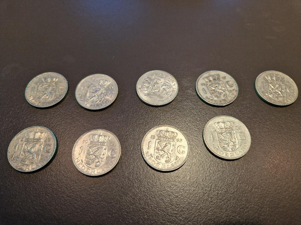 9 zilveren guldens, Postzegels en Munten, Munten | Nederland, Ophalen, 1 gulden, Koningin Juliana, Setje