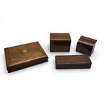 Lot van vier houten kistjes, waaronder tabak en thee, Minder dan 50 cm, 200 cm of meer, Ophalen of Verzenden, Zo goed als nieuw