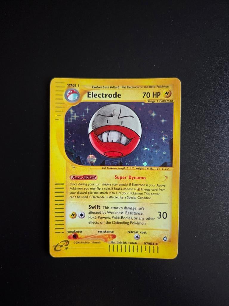 Electrode h7/H32 Pokemon Aquapolis holo, Ophalen of Verzenden, Zo goed als nieuw, Booster, Foil