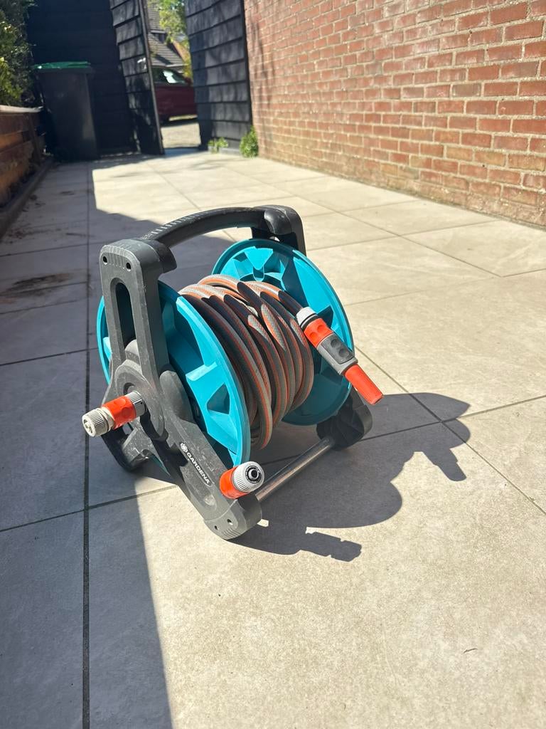 Gardena tuinslanghaspel met tuinslang, Tuin en Terras, Tuinslangen, Ophalen, Gebruikt, Tuinslanghaspel