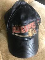 Vintage '80 / '90 Zwart Leren NHL Chicago Blackhawks Pet., Pet, NHL, Gedragen, One size fits all