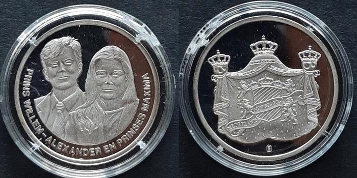 Penning Willem Alexander & Maxima, Postzegels en Munten, Penningen en Medailles, Verzenden, Overige materialen, Nederland