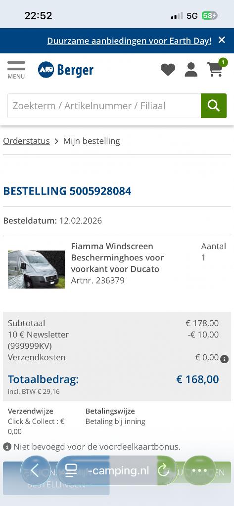 Camper voorruit Windscherm isolatie hoes, Caravans en Kamperen, Ophalen of Verzenden, Zo goed als nieuw