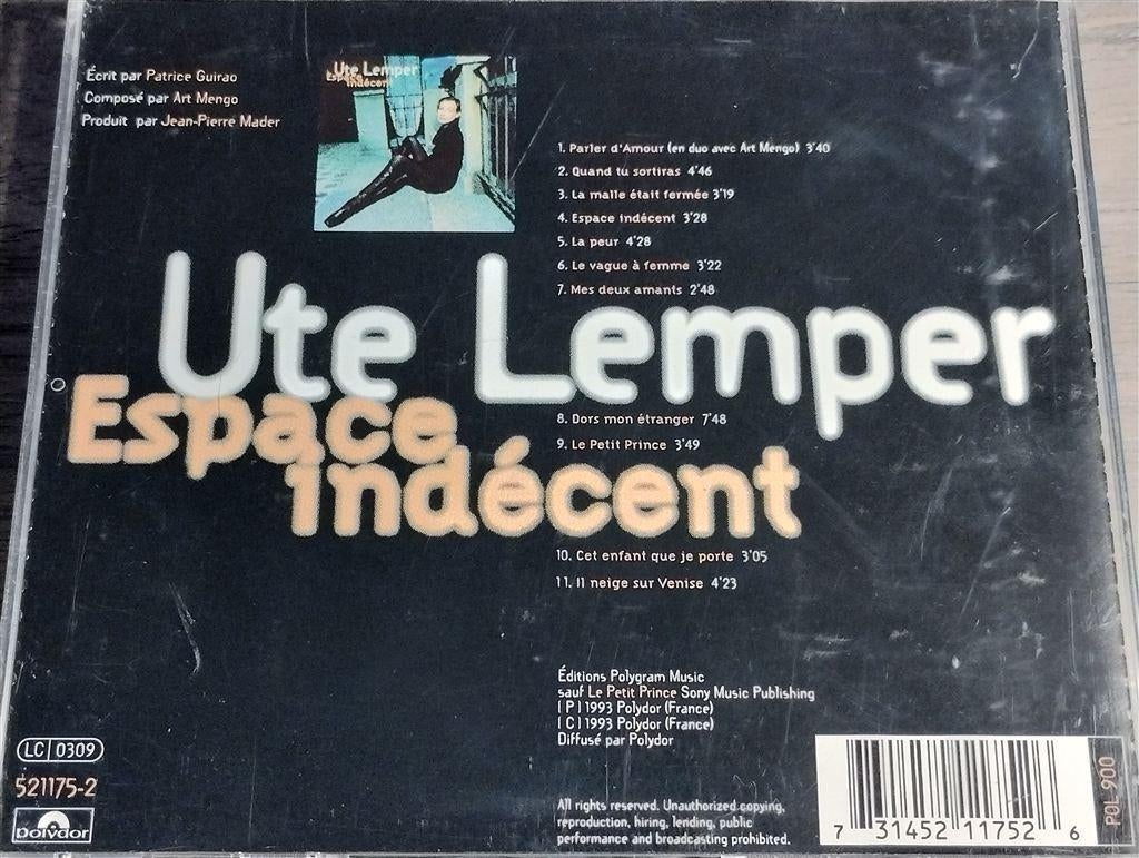 Ute Lemper - Espace Indécent, Ophalen of Verzenden, 1980 tot heden, Zo goed als nieuw, Jazz