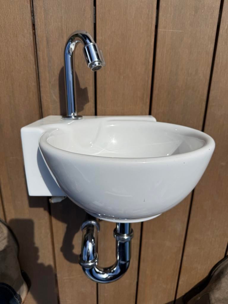 Sphinx wastafel met kraan en sifon, Doe-het-zelf en Verbouw, Sanitair, Ophalen of Verzenden, Nieuw, Chroom, Wastafel