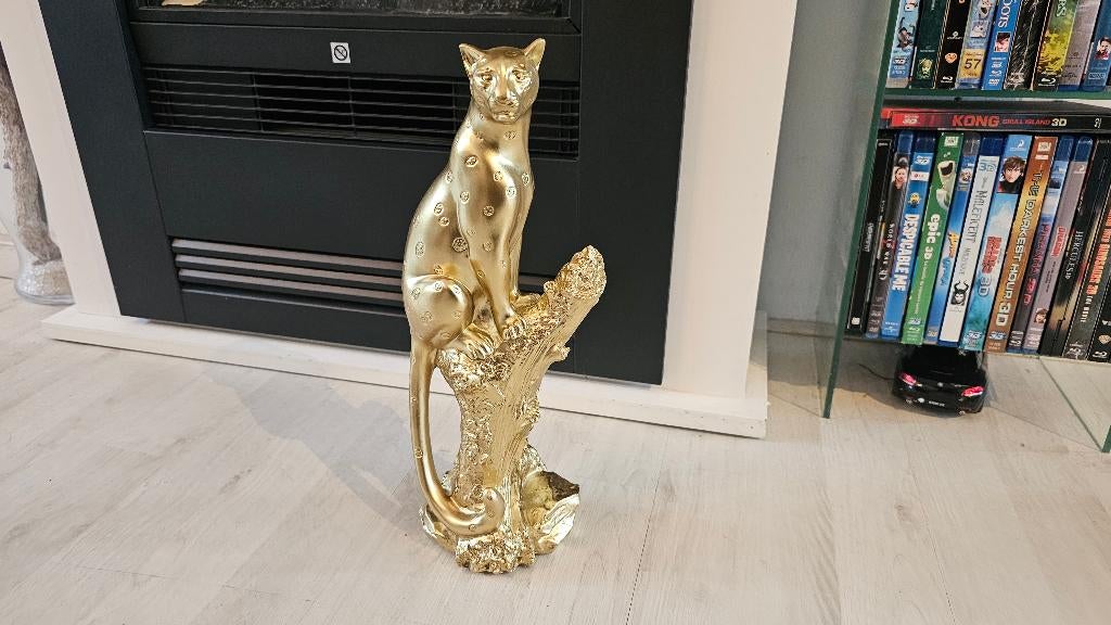 Mooi Panter Beeld! Goudkleurig! 33CM! NIEUW!, Ophalen of Verzenden, Nieuw, Overige typen