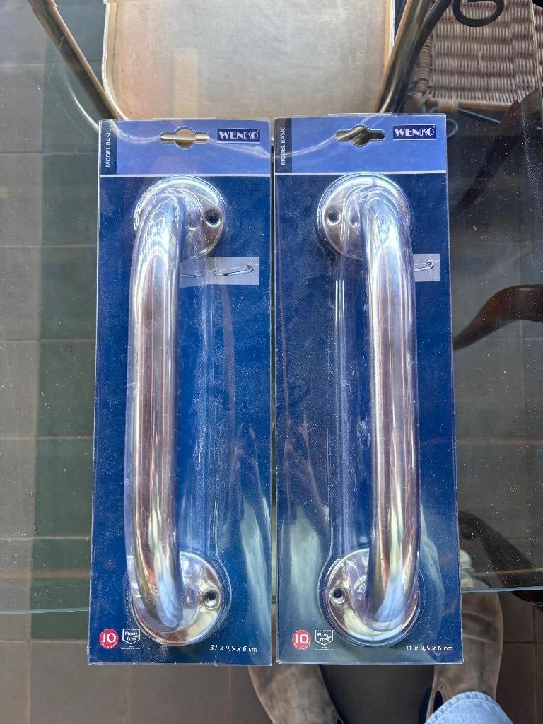 Wenko Wandbeugel Badkamergreep RVS Set van 2, Ophalen of Verzenden, Nieuw, Overige kleuren, Overige typen