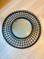 Ronde bamboe / rotan spiegel zwart, Ophalen, Rond, Zo goed als nieuw, 75 tot 100 cm