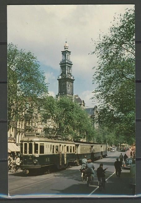 NZH Blauwe Tram No451 Amsterdam Foto/Ansichtkaart Tram t-186, Verzamelen, Ophalen of Verzenden, Zo goed als nieuw, Tram, Kaart of Prent