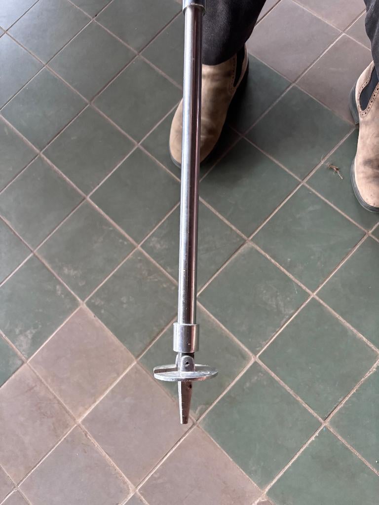 Wandelstok met zitje Zwart Zilver Metaal Leer, Diversen, Wandelstokken, Ophalen of Verzenden, Opvouwbaar, Gebruikt