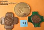 schietsport, leuke set van 3 stuks kleine plaquettes (13), Postzegels en Munten, Ophalen of Verzenden, Overige materialen, Nederland