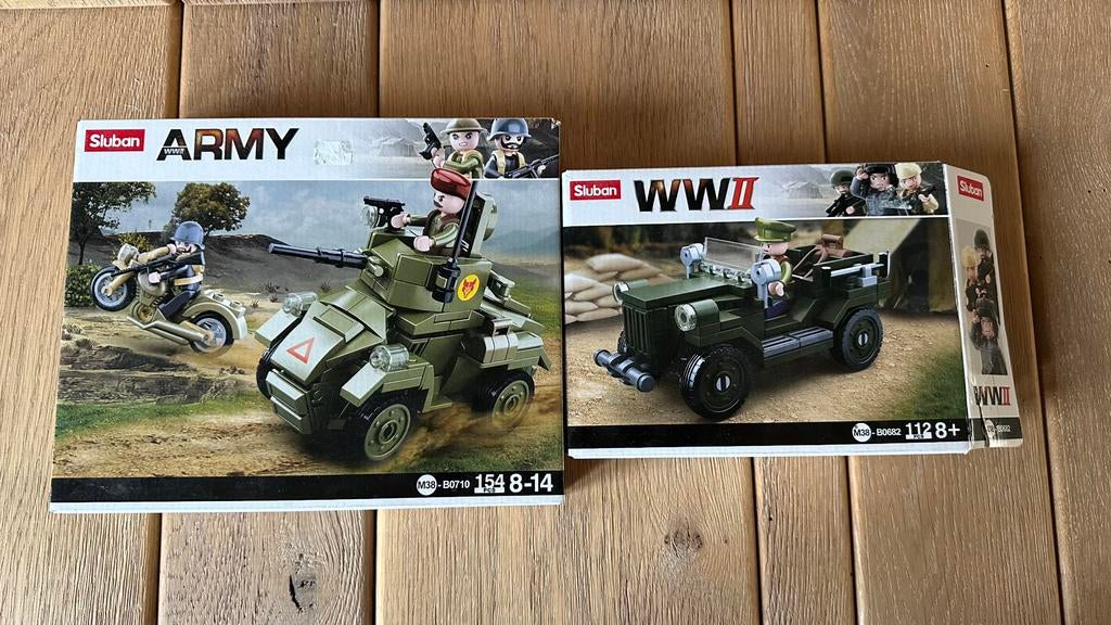Sluban Army + WWII bouwpakketten legervoertuig, Ophalen of Verzenden, Zo goed als nieuw