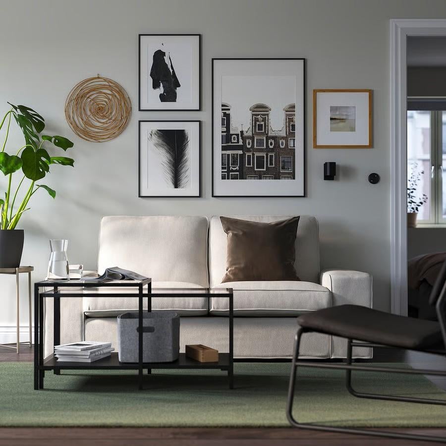 IKEA VITTSJÖ Salontafel Zwartbruin/Glas – Nagenoeg Nieuw, Huis en Inrichting, Tafels | Salontafels, Ophalen, 50 tot 100 cm, 50 tot 75 cm