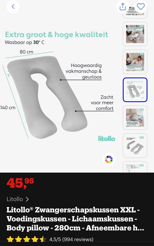 Litollo voedings/zwangerschapskussen (nieuw in doos!), Ophalen of Verzenden, Nieuw, Voedingskussen