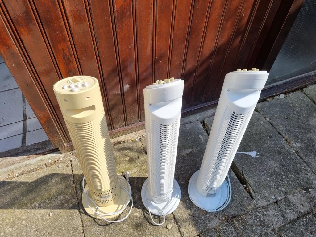 3 Torenventilatoren - 3 standen, zwenkbaar, Witgoed en Apparatuur, Ventilatoren, Ophalen of Verzenden, Gebruikt, Torenventilator