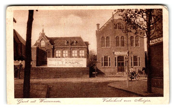 Wassenaar, Vakschool voor meisjes. Nauta A1966, Verzamelen, Ansichtkaarten | Nederland, Ongelopen, Zuid-Holland, Voor 1920, Verzenden