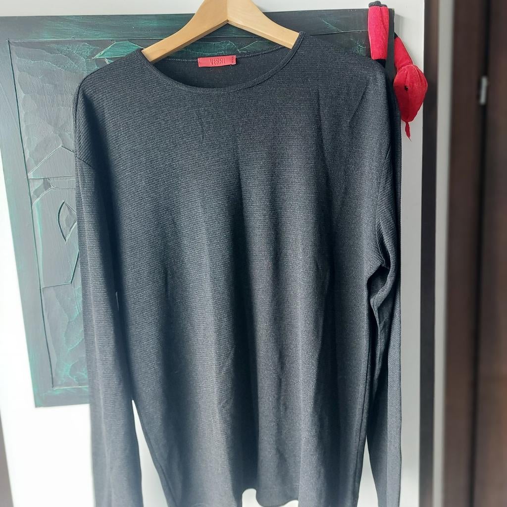 Donkergrijs T-shirt met lange mouwen Verri XL, Ophalen of Verzenden, Maat 56/58 (XL), Verri