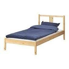 Houten bedframe met lattenbodem, 90 x 200 cm (Ikea, Fjellse), Huis en Inrichting, Slaapkamer | Bedden, Ophalen, Gebruikt, 90 cm