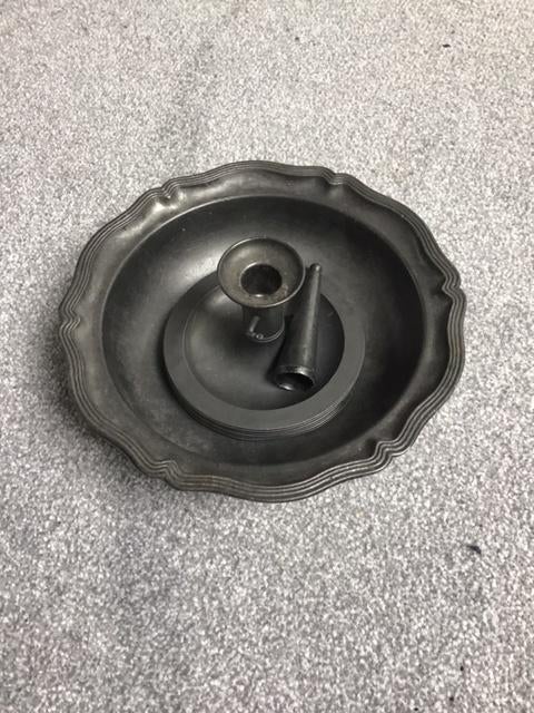 tinnen schaal met kaars standaard Bieden, Antiek en Kunst, Ophalen of Verzenden