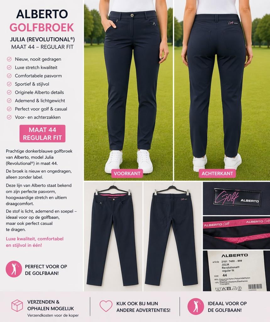 Alberto golfbroek maat 44 – nieuw zonder label, Kleding | Dames, Blauw, Nieuw, Ophalen of Verzenden, Maat 42/44 (L)