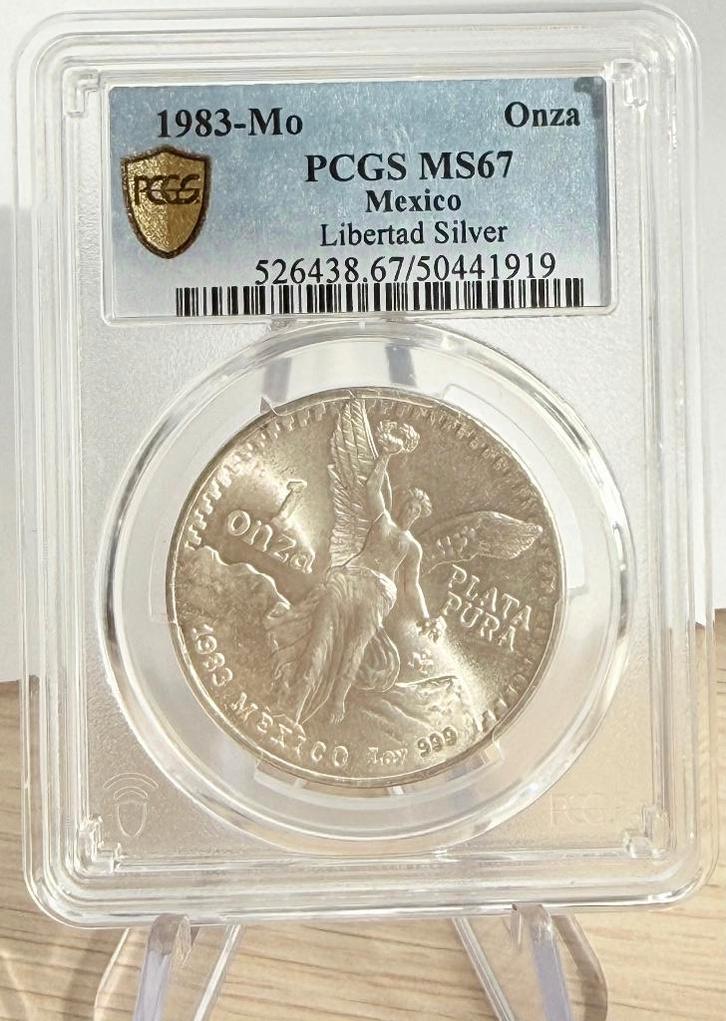 1983 Mexico Onza Libertad 1 oz silver PCGS MS67 (Gold Shield, Postzegels en Munten, Munten | Amerika, Losse munt, Midden-Amerika