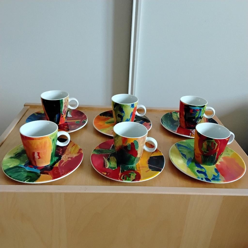 Keramiek Schoonhoven 6 kop en schotels/gebaksbordjes. Nieuw, Ophalen of Verzenden