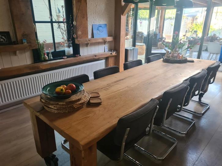 8 grijze eetkamerstoelen, Huis en Inrichting, Complete eetkamers, Gebruikt, 8 stoelen of meer, Ophalen