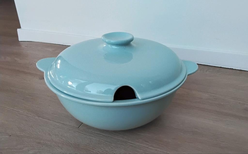 Hele grote vintage soepterrine, Fris Edam Holland, lichtblau, Ophalen of Verzenden, Overige stijlen, Aardewerk, Schaal of Schalen