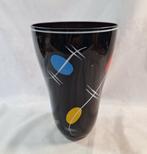 Jaren 50 glazen vaas zwart paars, Ophalen of Verzenden