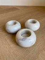 Drie marmeren theelichthouders, Overige materialen, Ophalen of Verzenden, Zo goed als nieuw, Grijs