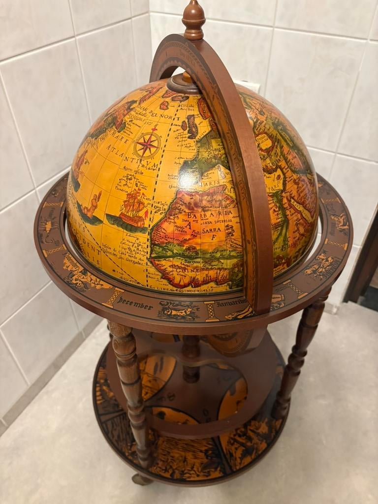 Antieke bar globe drank wereldbol globebar minibar barglobe, Ophalen of Verzenden