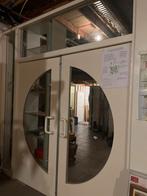 Klapdeuren met draadglas, Gebruikt, 215 cm of meer, Binnendeur, Hout