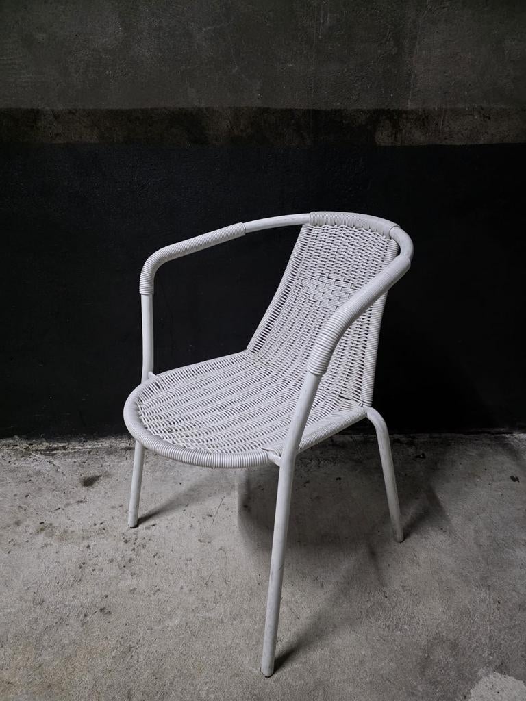 55 x terrasstoelen wit wicker terras cafe horeca stoelen, Ophalen of Verzenden, Zo goed als nieuw, Wit, Vijf, Zes of meer stoelen