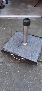 Parasolvoet beton/granietlook met ecru parasol, Tuin en Terras, Parasols, Ophalen, Gebruikt, Minder dan 1 meter, Parasolvoet