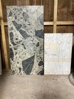 Marmeren Verde Indio tafelblad en marmeren wastafel plaat, Huis en Inrichting, Ophalen, Gebruikt, Rond, 50 tot 100 cm